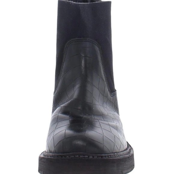FREE PEOPLE Santa Fe Arlo Chelsea Boots Croc Embossed Leather Boots - Picture 3 of 6